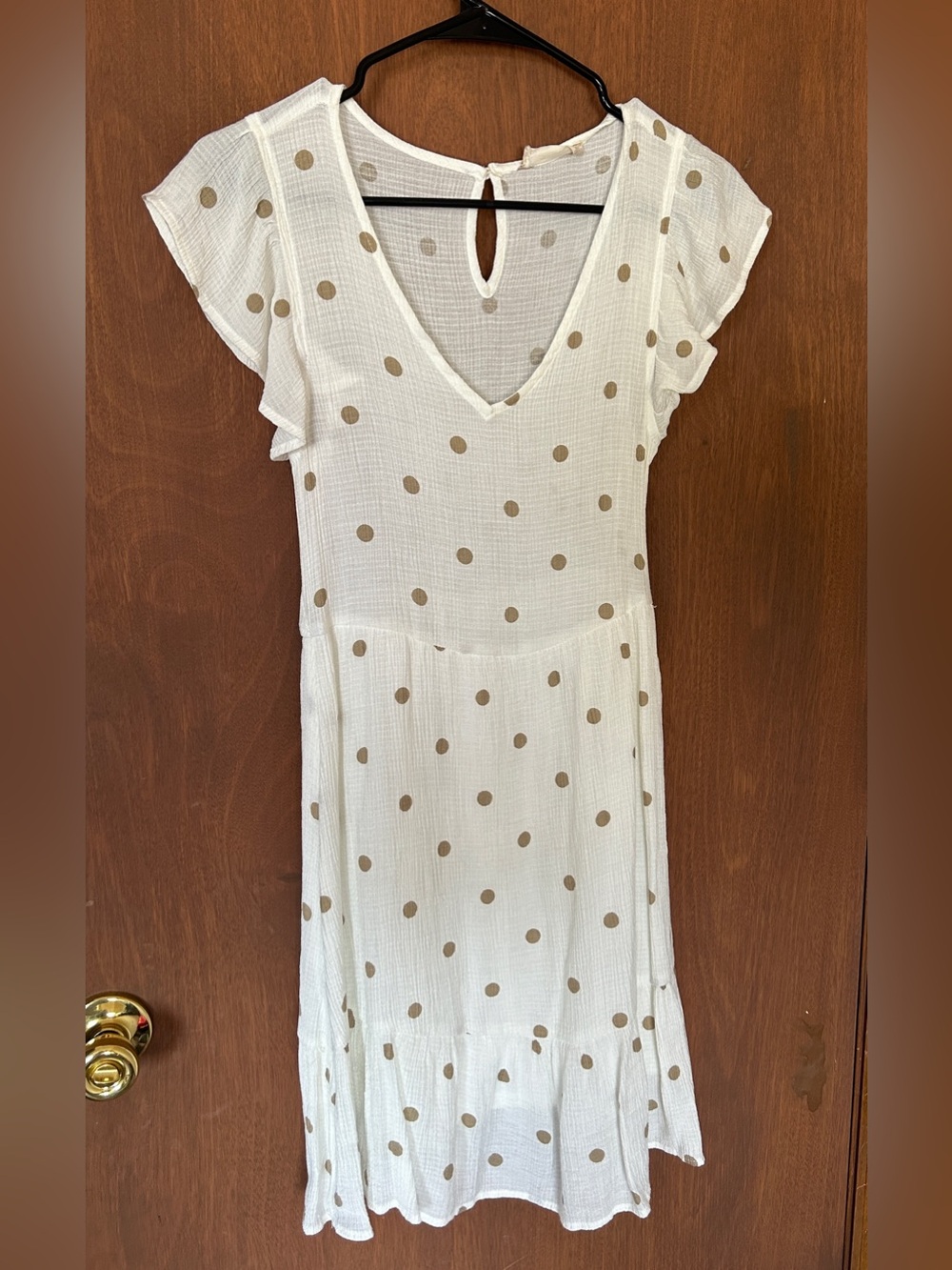 Altar’d State White Polka Dot V-Neck Midi Dress